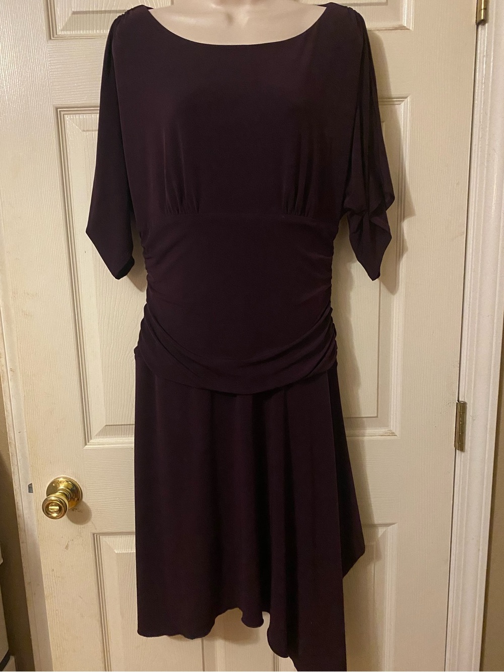 Rabbit Rabbit Rabbit Designs Elegant Dark Plum Dolman Sleeve Dress Size 12